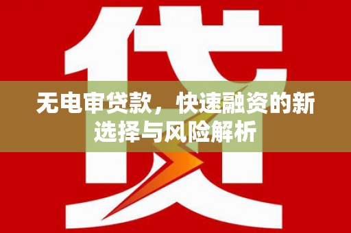 栾城无电审贷款，快速融资的新选择与风险解析