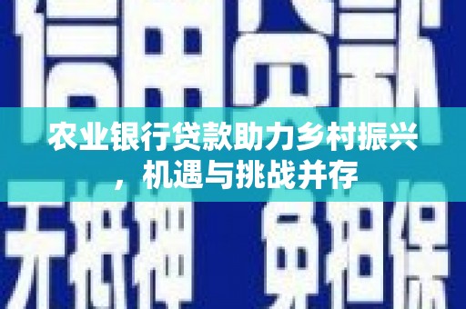 栾城农业银行贷款助力乡村振兴，机遇与挑战并存
