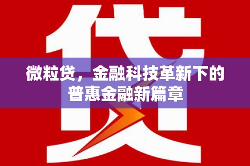 栾城微粒贷，金融科技革新下的普惠金融新篇章